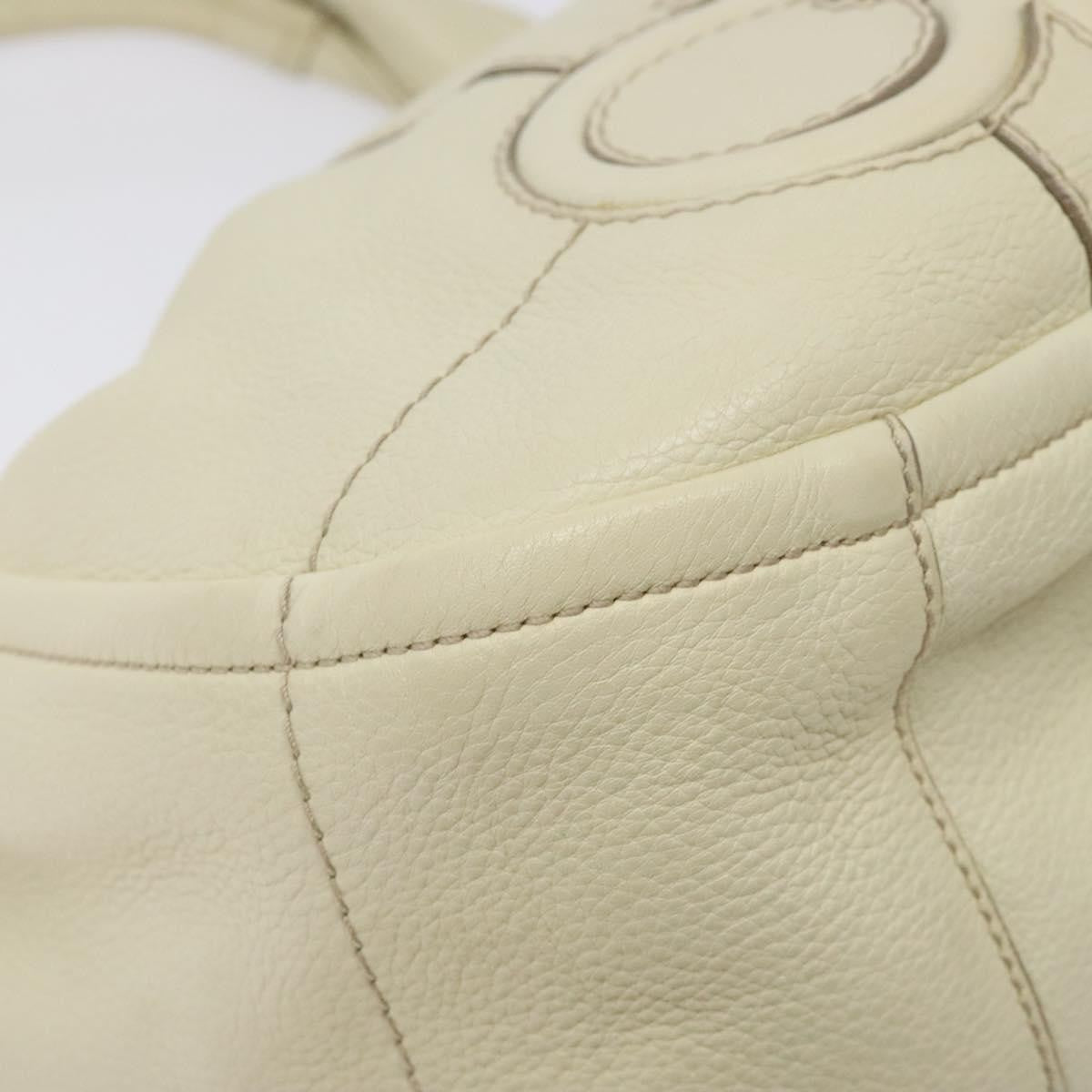 Salvatore Ferragamo Gancini Hobo Stitched Leather, WHITE, LEATHER, Handbag