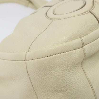 Salvatore Ferragamo Gancini Hobo Stitched Leather, WHITE, LEATHER, Handbag