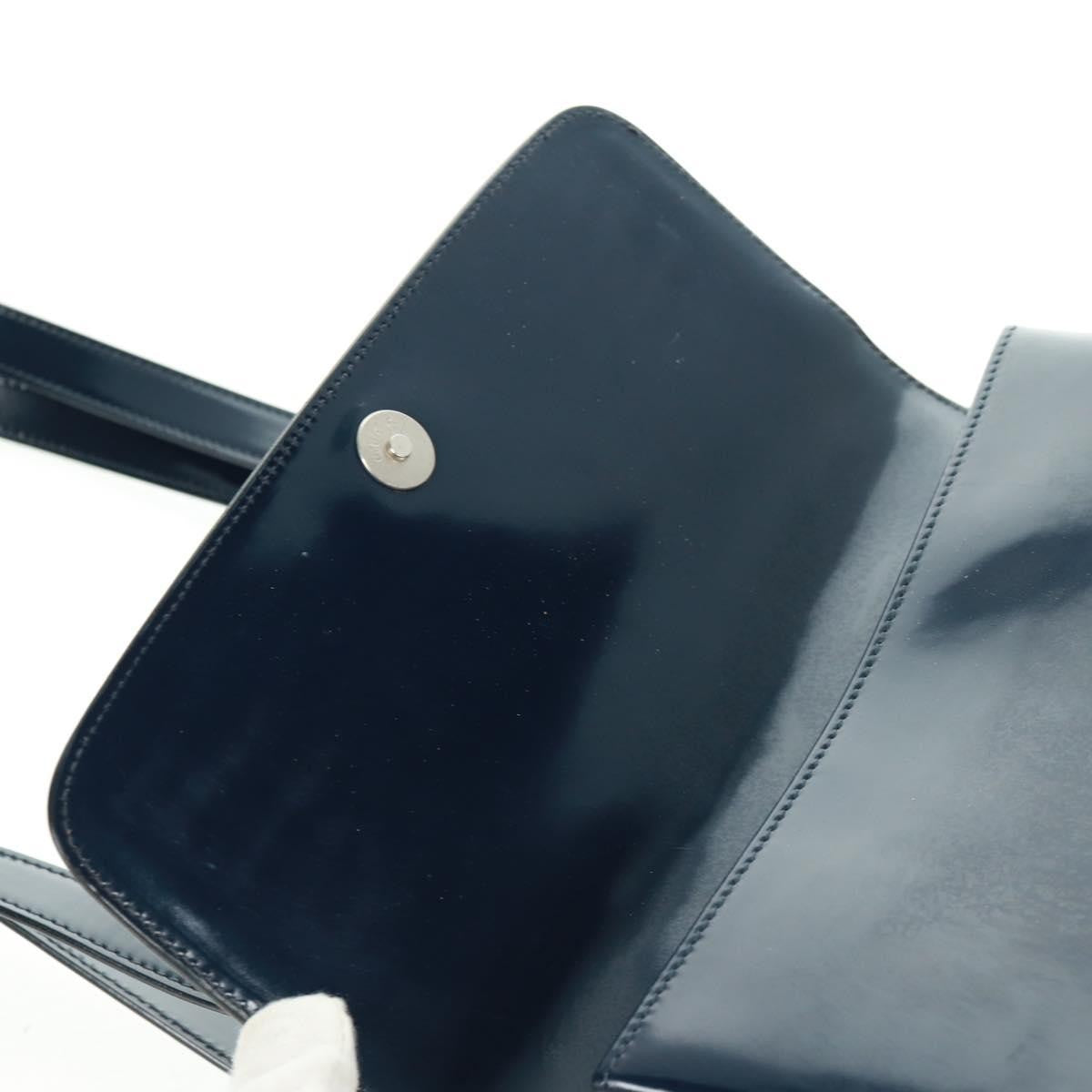 Gucci Vintage Bamboo Shoulder Bag Leather, NAVY, LEATHER, Shoulder bag