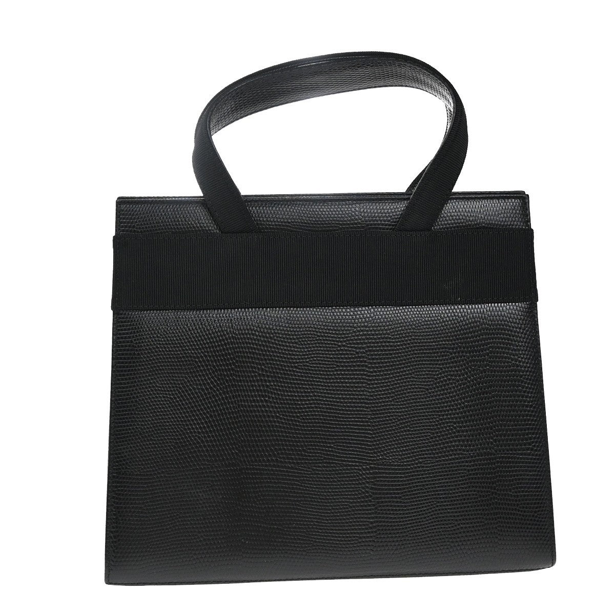Salvatore Ferragamo Convertible Vara Bow Tote Lizard Embossed Leather, Black, Leather, Handbag