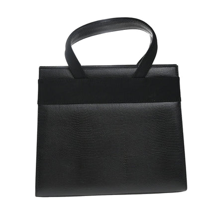 Salvatore Ferragamo Convertible Vara Bow Tote Lizard Embossed Leather, Black, Leather, Handbag