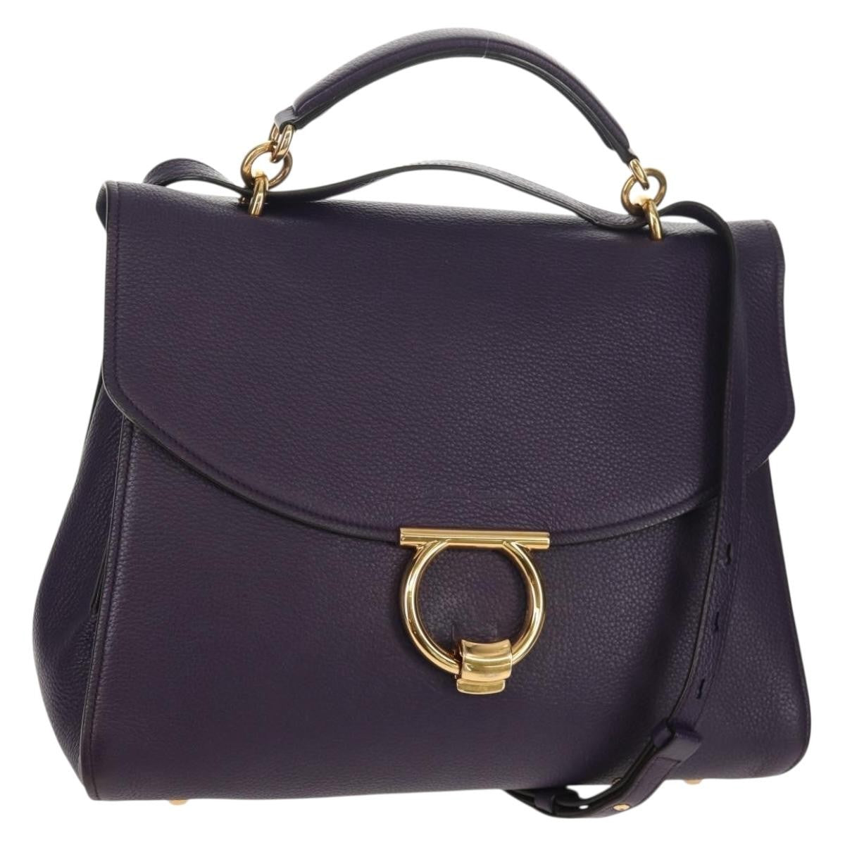 Salvatore Ferragamo Margot Satchel Leather, PURPLE, LEATHER, Handbag
