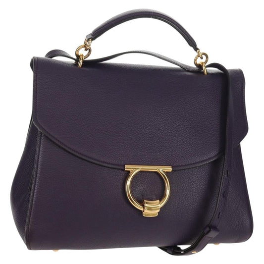 Salvatore Ferragamo Margot Satchel Leather, PURPLE, LEATHER, Handbag