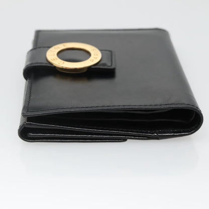 Celine Circle Logo Compact Wallet Leather, BLACK, LEATHER, Wallets