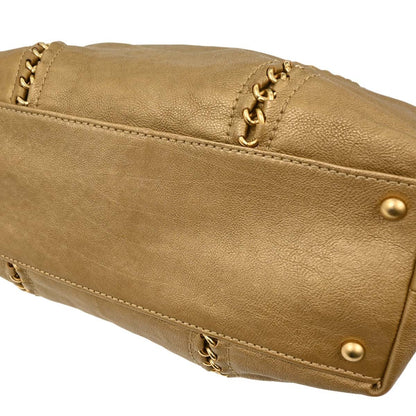 Chanel Luxe Ligne Zipped Tote Leather, GOLD, LEATHER, Tote bag