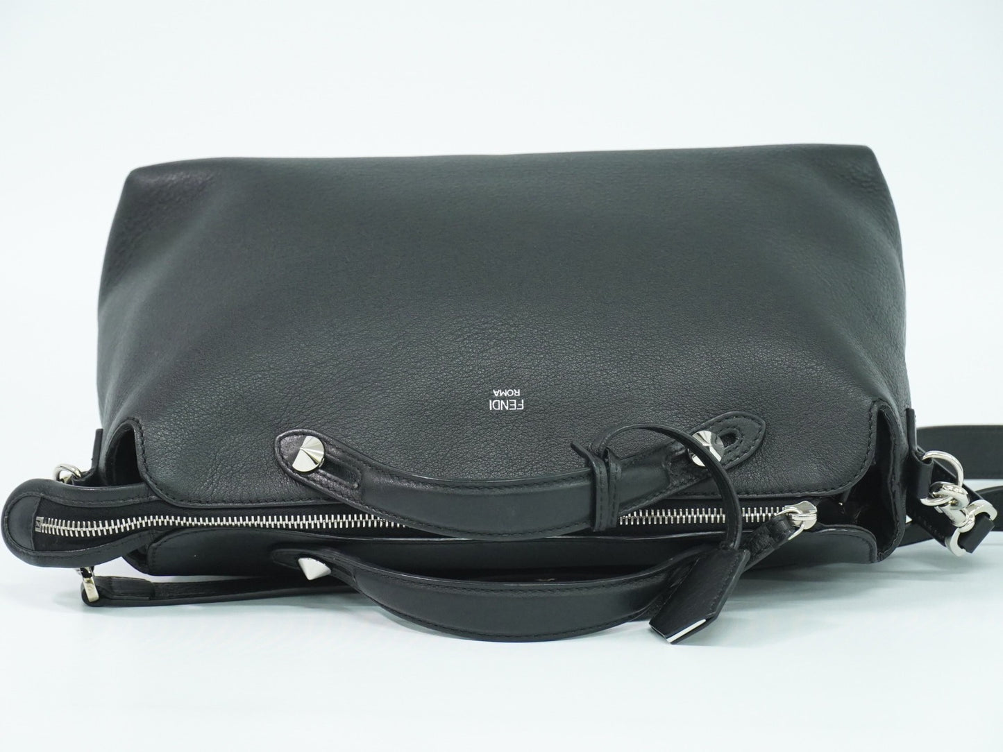 Fendi By The Way Satchel Leather, BLACK, LEATHER, Handbag