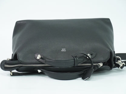 Fendi By The Way Satchel Leather, BLACK, LEATHER, Handbag