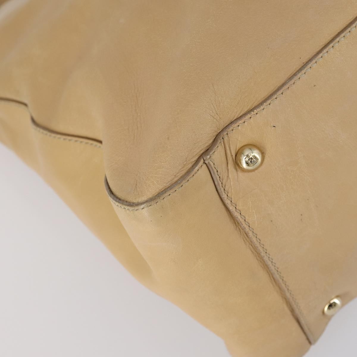 Fendi Twins Tote Leather, BEIGE, LEATHER, Tote bag