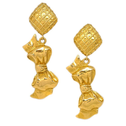Chanel CC Rhombus Clip-On Earrings Metal, GOLD, GOLD_PLATED, Earrings
