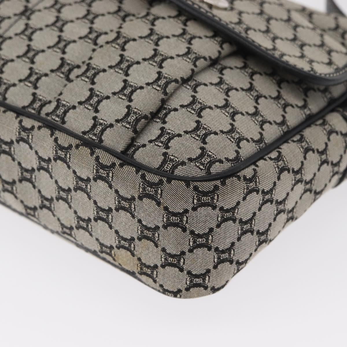 Celine Vintage Macadam Shoulder Bag Canvas and Leather, GRAY, CANVAS, Shoulder bag