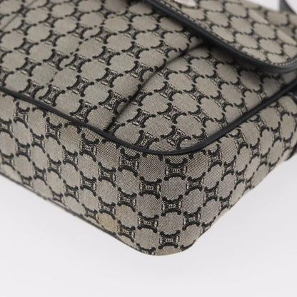 Celine Vintage Macadam Shoulder Bag Canvas and Leather, GRAY, CANVAS, Shoulder bag