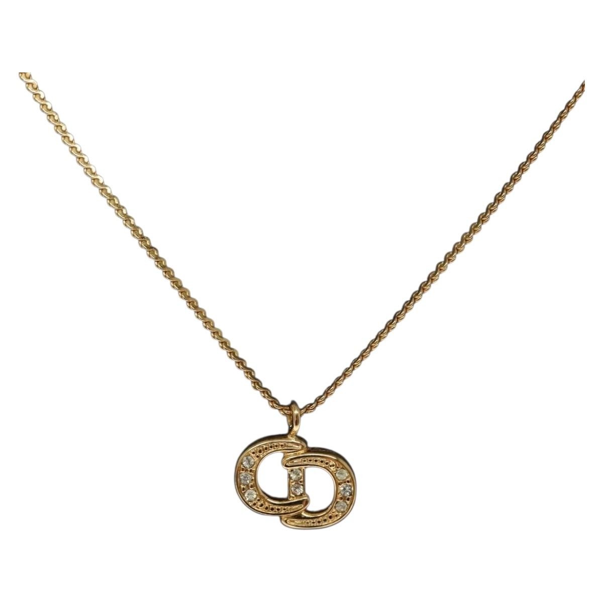 Christian Dior CD Pendant Necklace Gold-plated, GOLD, METAL, Necklace