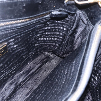 Prada Convertible Top Handle Tote Tessuto with Vernice Saffiano Leather, BLACK, NYLON, Handbag