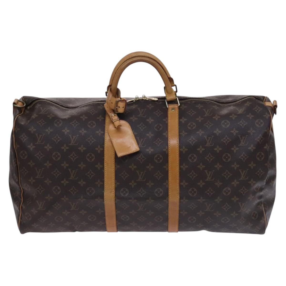 Louis Vuitton Keepall Bandouliere Bag Monogram Canvas, BROWN, CANVAS, Travel bag
