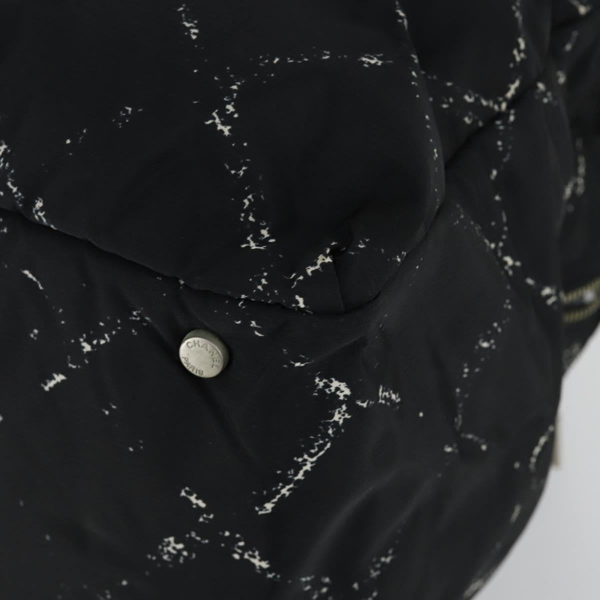 Chanel Travel Line Boston Bag Printed Nylon, BLACK, NYLON, Travel bag