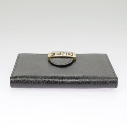 Fendi Bifold Flat Wallet Joshua Vides Printed Leather, BLACK, LEATHER, Wallets