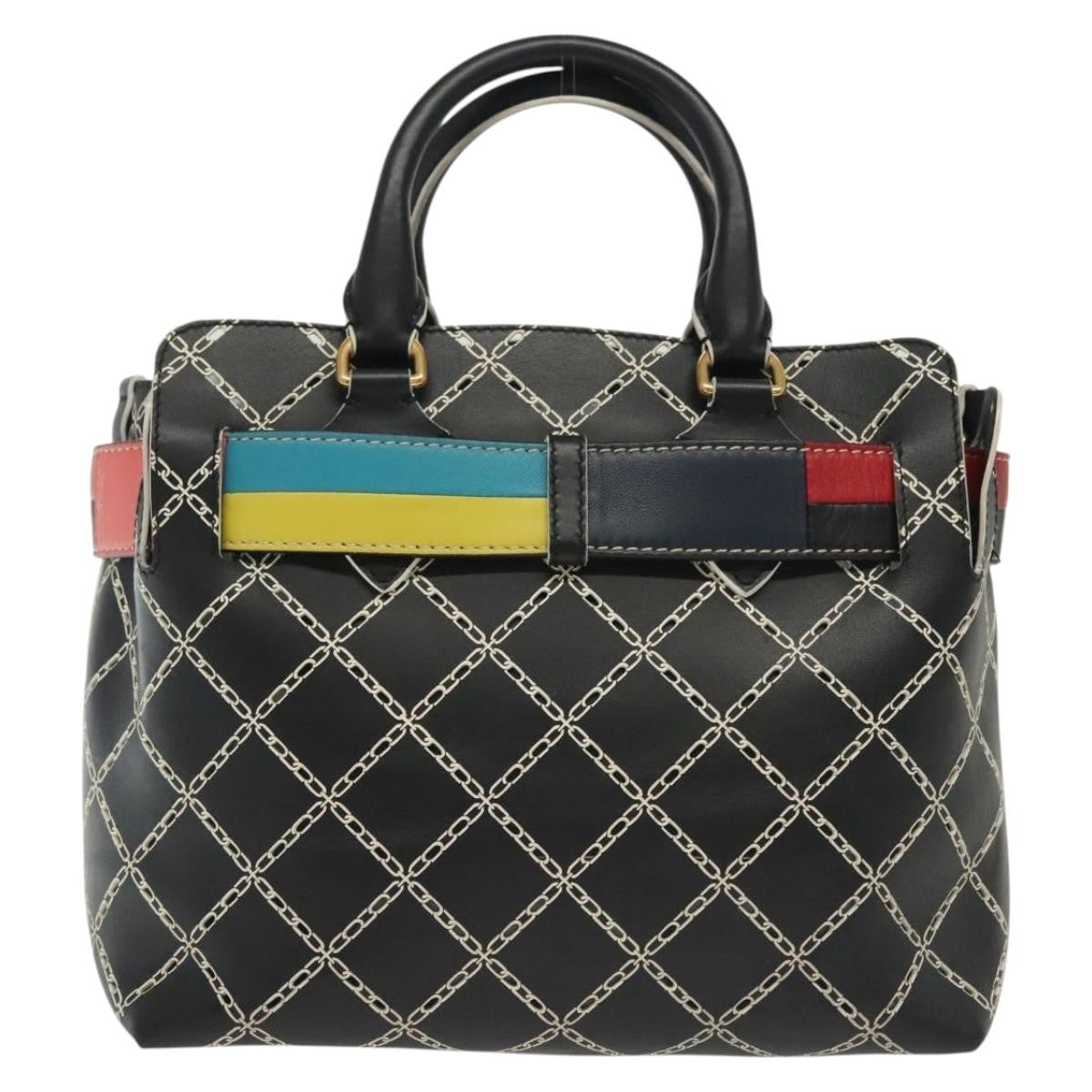 Burberry Belt Tote Perforated Leather, BLACK, LEATHER, Tote bag