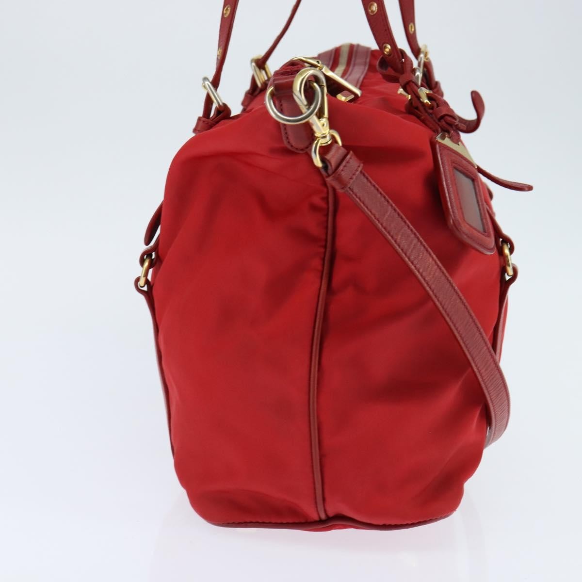 Prada Convertible Logo Tote Tessuto and Leather, RED, NYLON, Tote bag