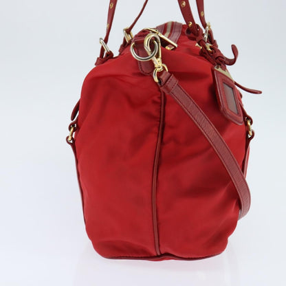 Prada Convertible Logo Tote Tessuto and Leather, RED, NYLON, Tote bag