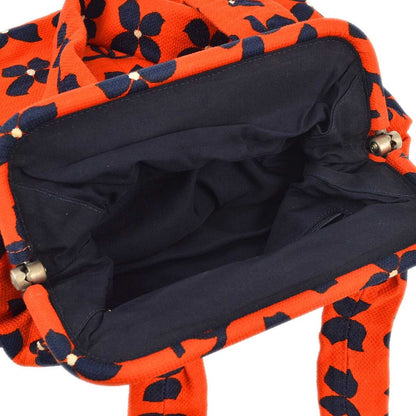 Chanel Vintage Frame Shoulder Bag Printed Canvas, ORANGE, CANVAS, Tote bag