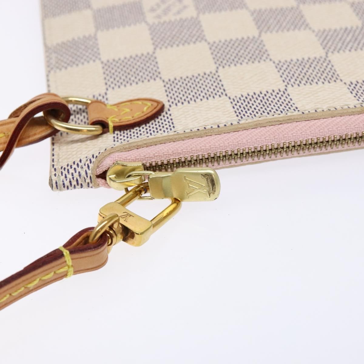 Louis Vuitton Neverfull Pochette Damier, WHITE, CANVAS, Tote bag