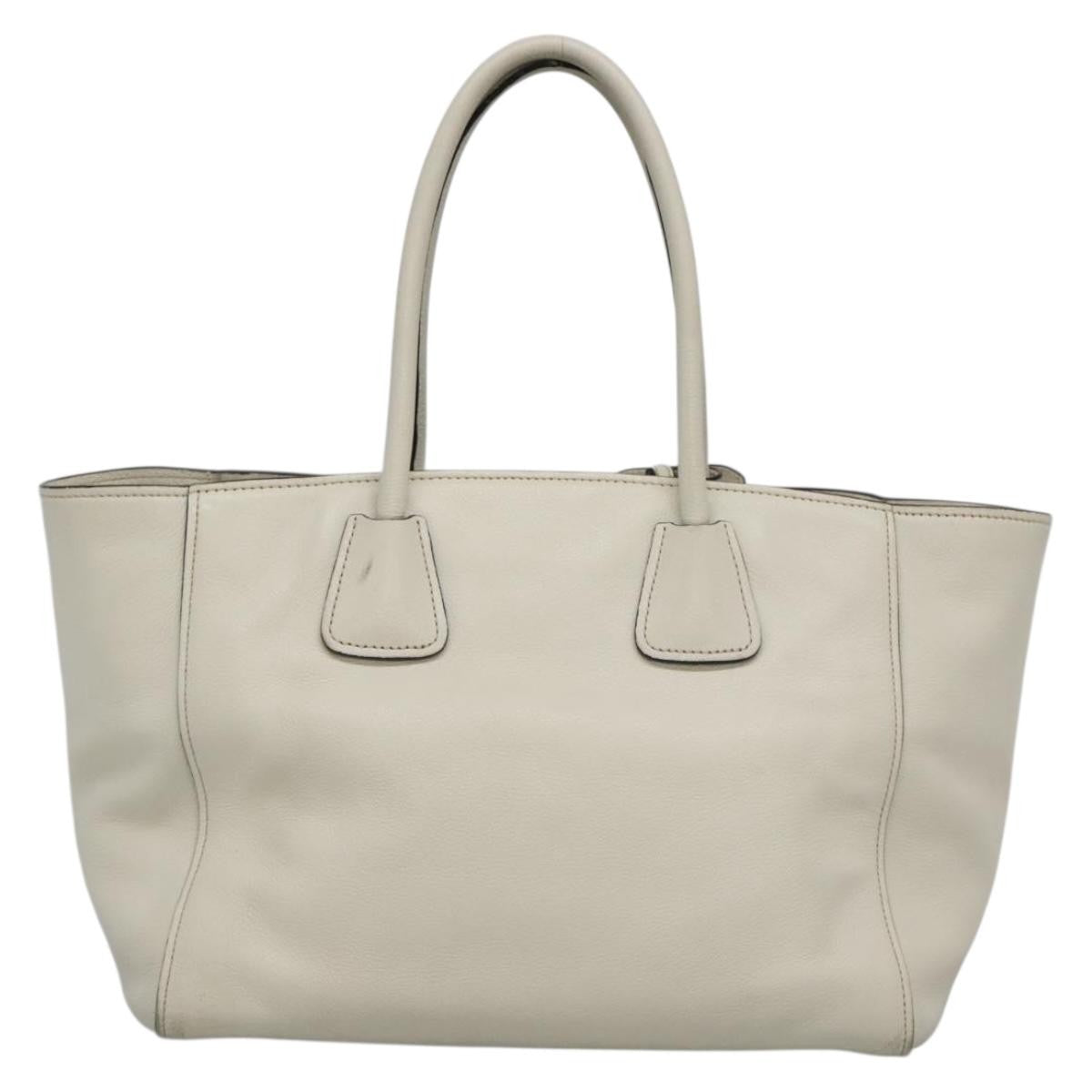 Prada Front Pocket Wing Convertible Tote Vitello Daino, WHITE, LEATHER, Tote bag