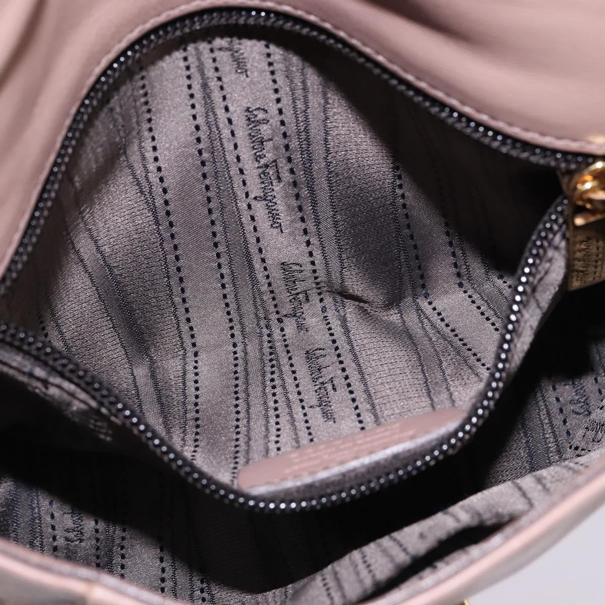 Salvatore Ferragamo Gancini Shoulder Bag Leather, BEIGE, LEATHER, Shoulder bag