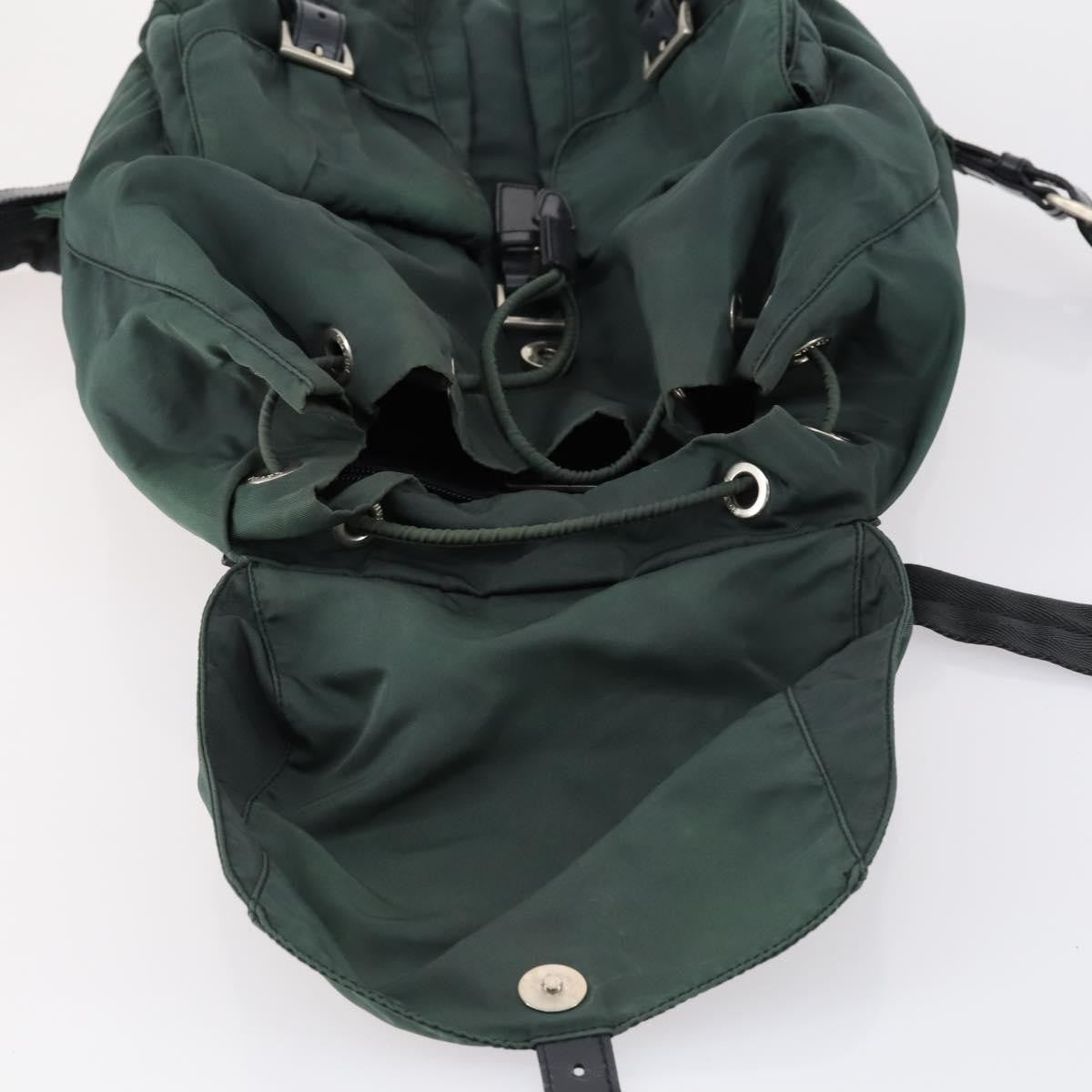 Prada Vela Double Front Pocket Backpack Tessuto with Saffiano Leather, GREEN, NYLON, Backpack