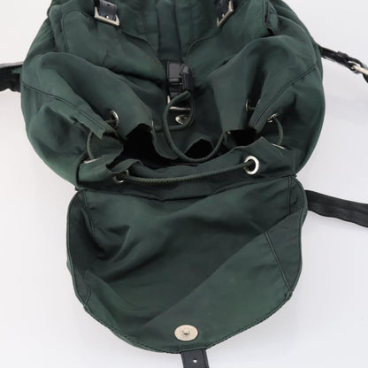 Prada Vela Double Front Pocket Backpack Tessuto with Saffiano Leather, GREEN, NYLON, Backpack