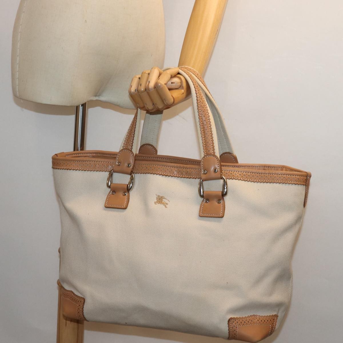 Burberry Blue Label Tote Bag Canvas, BEIGE, CANVAS, Tote bag