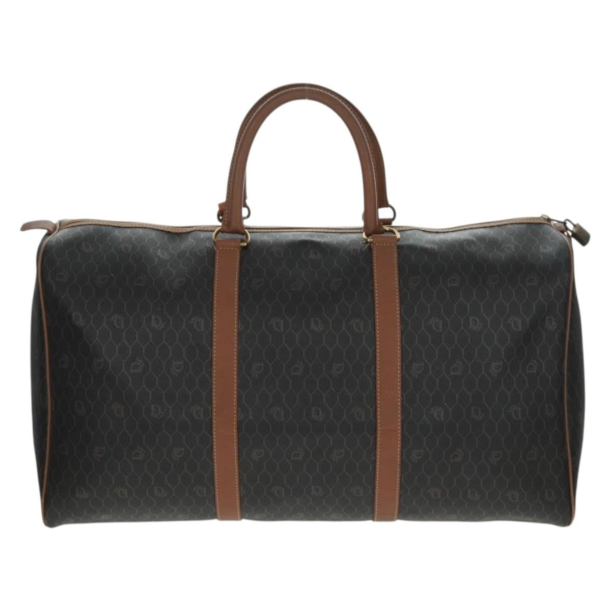 Christian Dior Vintage Honeycomb Boston bag Canvas and Leather, BLACK, CANVAS, Travel bag