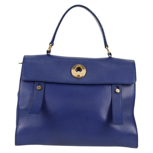 Saint Laurent Muse Two Bag Leather with Canvas, Blue, Leather, Shoulder Bag