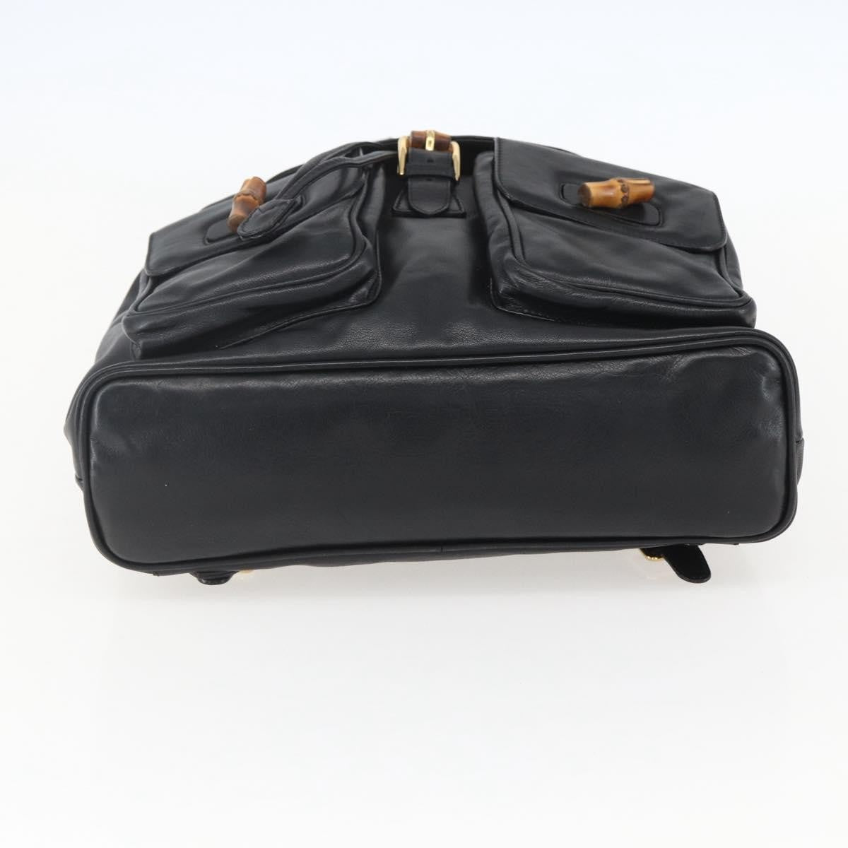 Gucci Vintage Bamboo Backpack Leather, BLACK, LEATHER, Backpack