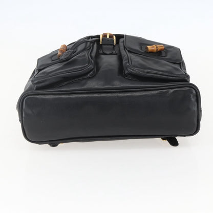 Gucci Vintage Bamboo Backpack Leather, BLACK, LEATHER, Backpack
