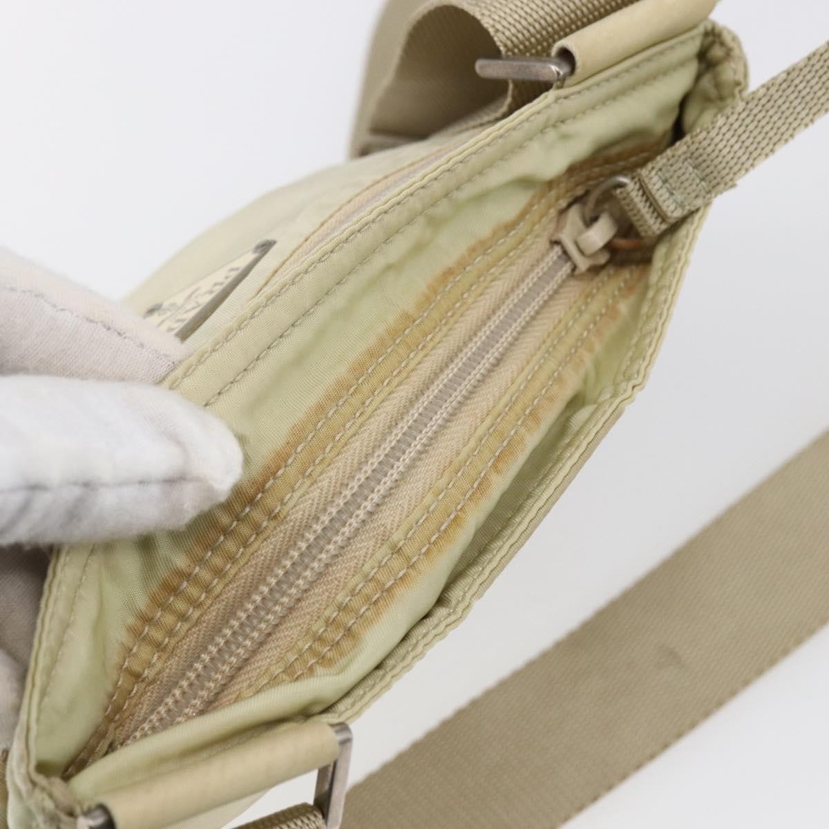 Prada Front Pocket Messenger Bag Tessuto, BEIGE, NYLON, Shoulder bag