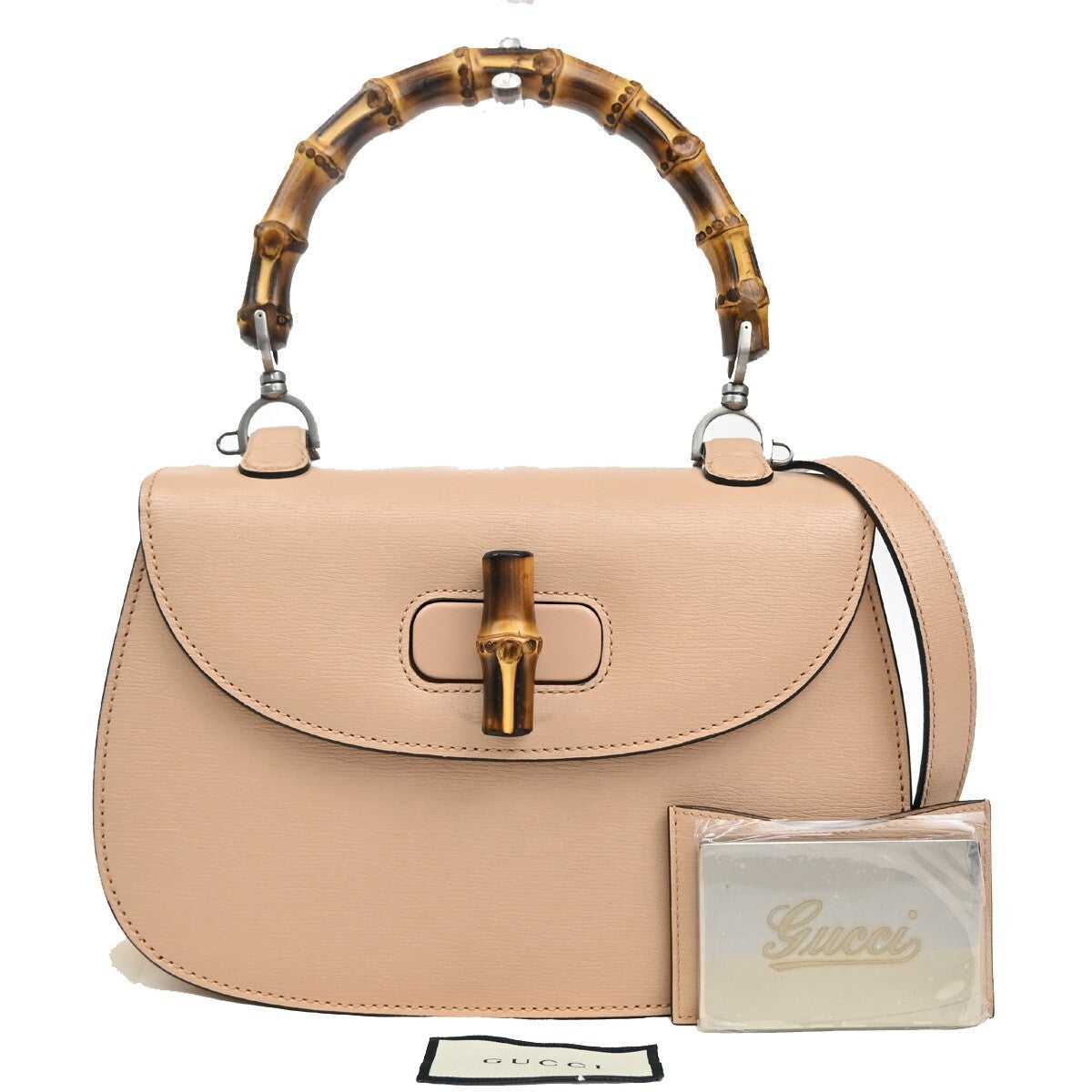 Gucci Bamboo 1947 Top Handle Bag Leather, BEIGE, LEATHER, Handbag