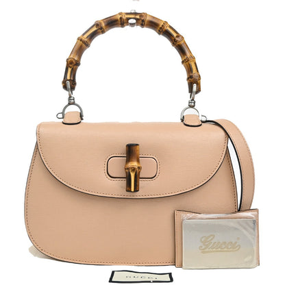 Gucci Bamboo 1947 Top Handle Bag Leather, BEIGE, LEATHER, Handbag
