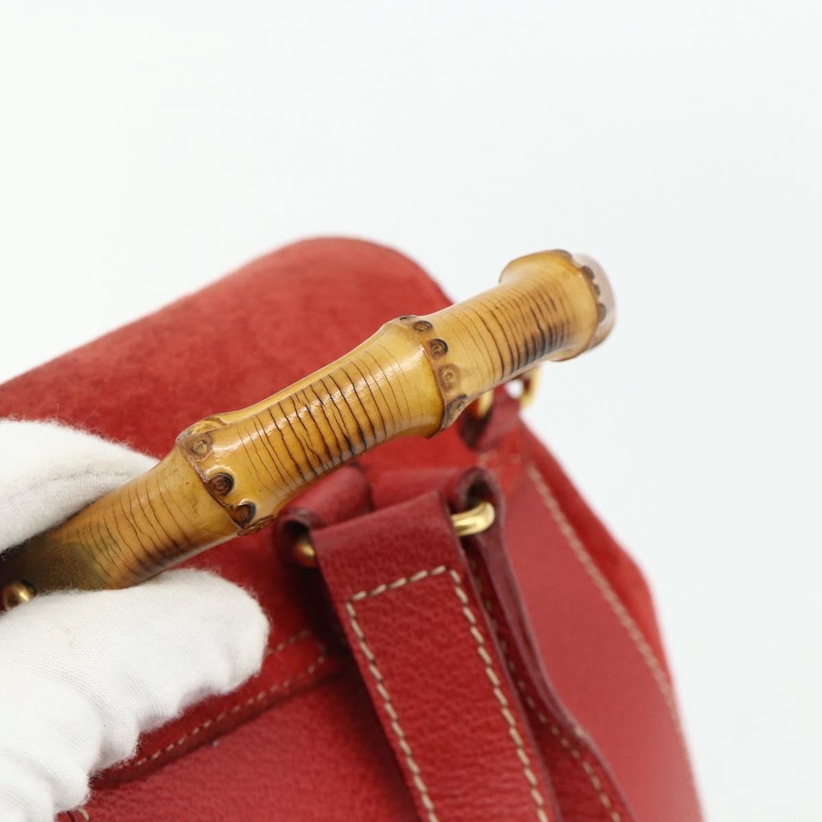 Gucci Gucci bamboo backpack daim, Red, Suede, Backpack