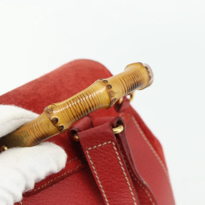Gucci Gucci bamboo backpack daim, Red, Suede, Backpack