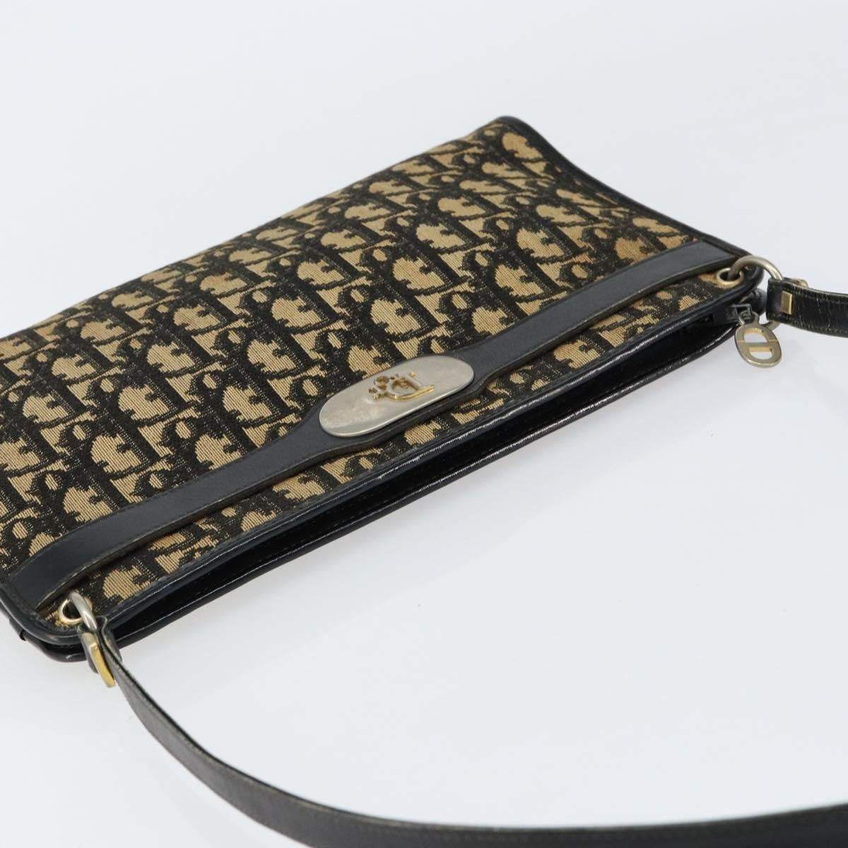 Christian Dior Vintage Trotter Shoulder Bag Canvas, NAVY, CANVAS, Shoulder bag