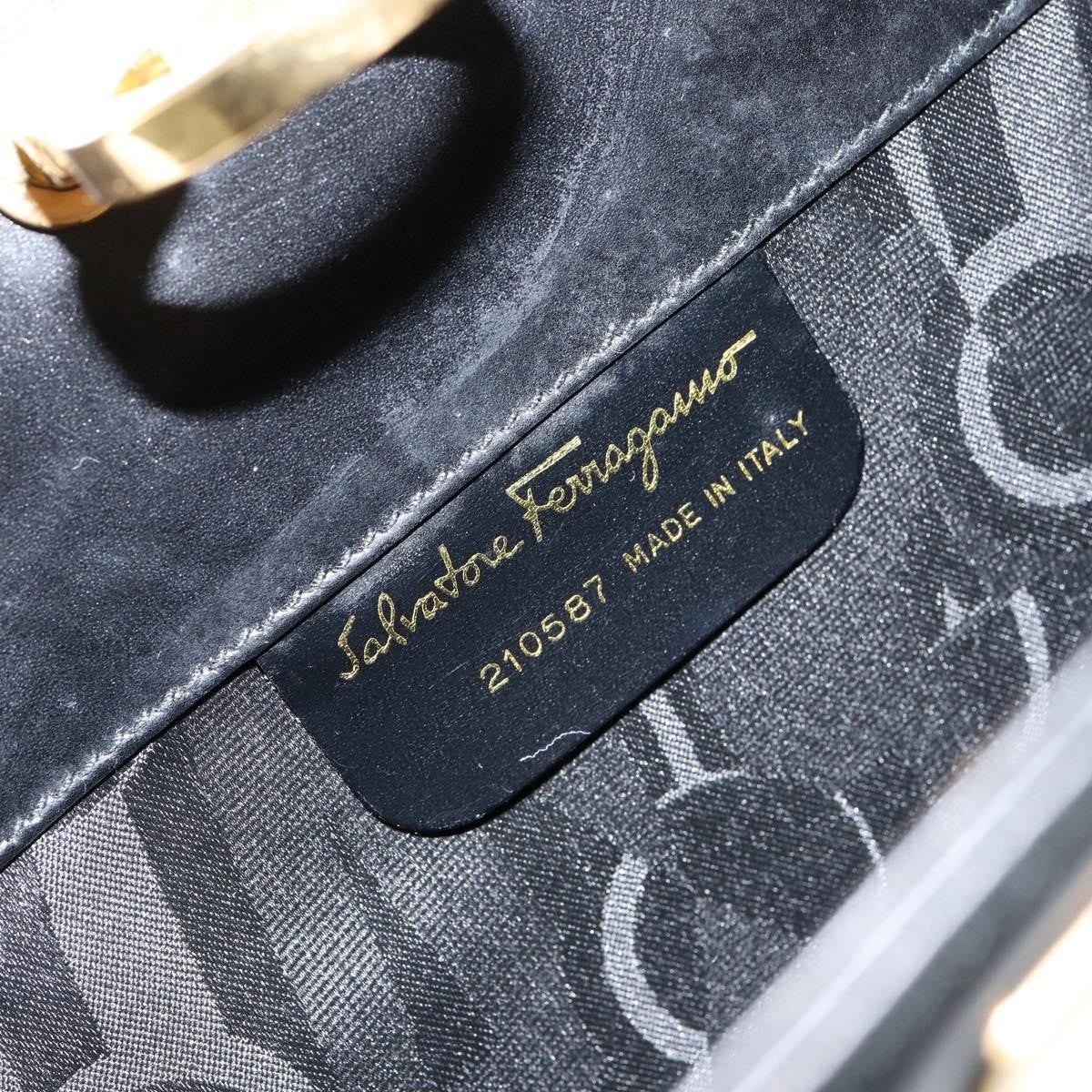 Salvatore Ferragamo Vintage Gancini Chain Shoulder Bag Leather, BLACK, LEATHER, Shoulder bag