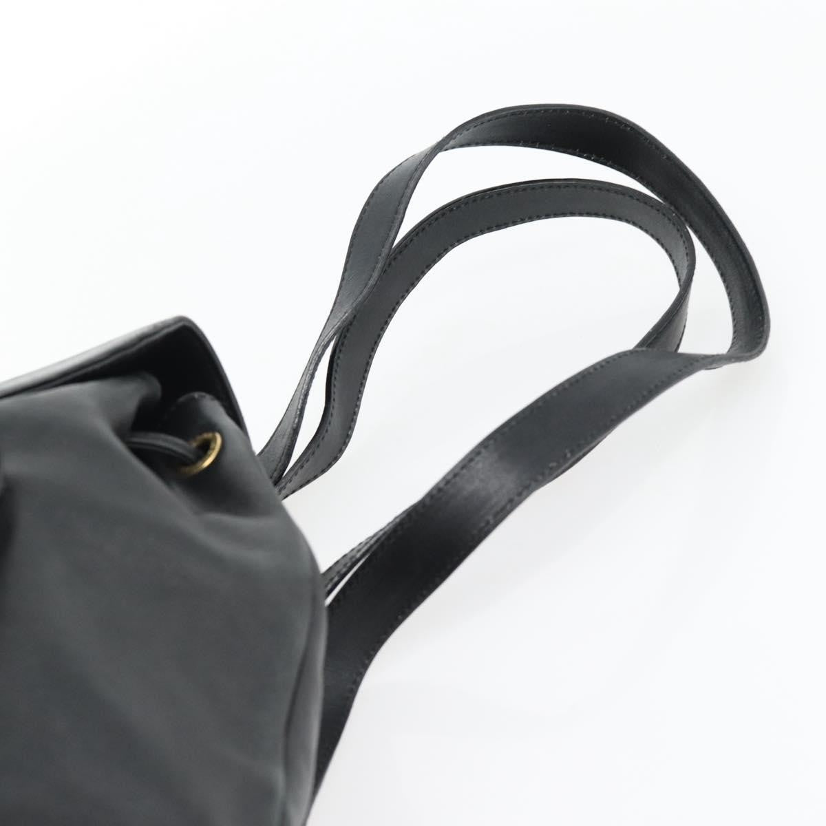 Gucci Vintage Bamboo Backpack Leather, Black, Leather, Backpack