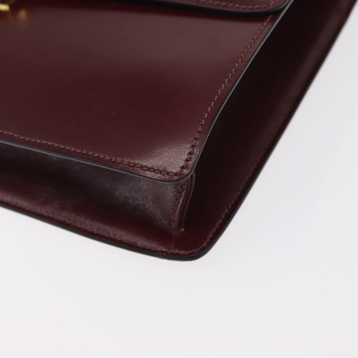 Celine Vintage Flap Shoulder Bag Leather, BURGUNDY, LEATHER, Shoulder bag