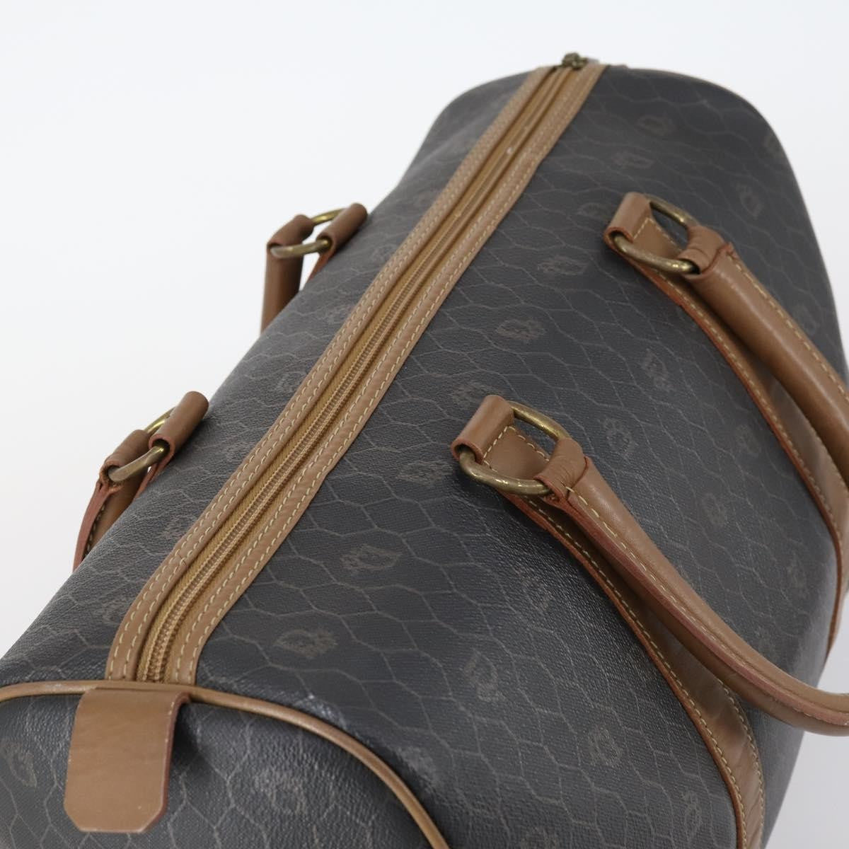 Christian Dior Vintage Honeycomb Boston bag Canvas and Leather, BLACK, CANVAS, Travel bag