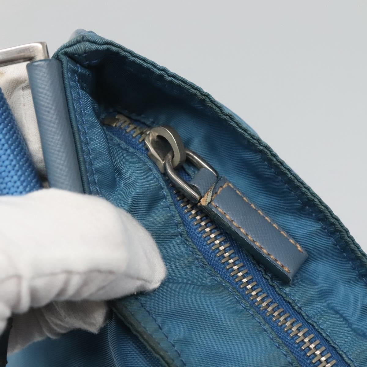 Prada Flat Messenger Bag Tessuto, BLUE, NYLON, Shoulder bag