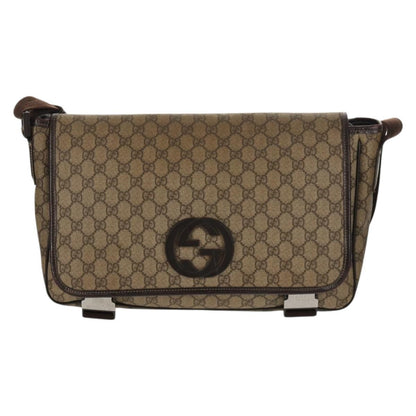 Gucci Interlocking G Messenger Bag GG Coated Canvas, BROWN, PVC, Crossbody bag