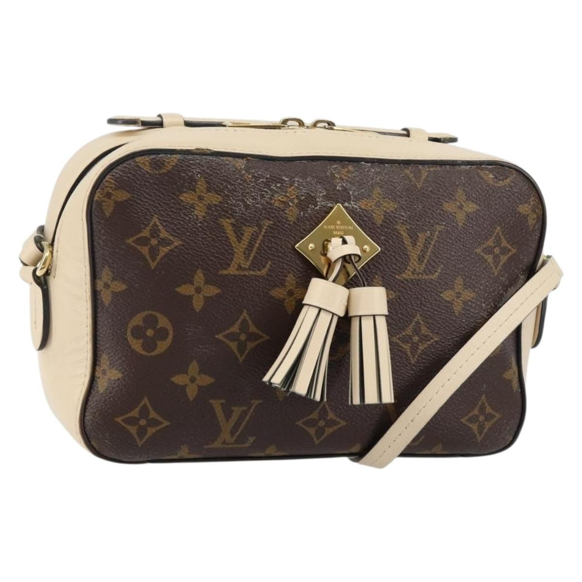 Louis Vuitton Saintonge Handbag Monogram Canvas with Leather, WHITE, CANVAS, Handbag