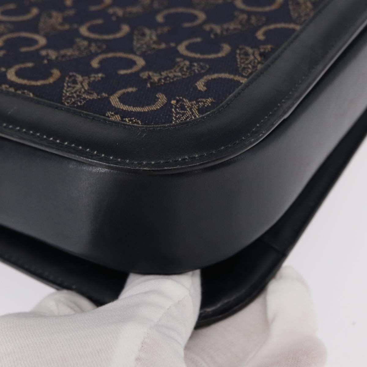 Celine Horse Carriage Shoulder bag Canvas and Leather, NAVY, CANVAS, Shoulder bag