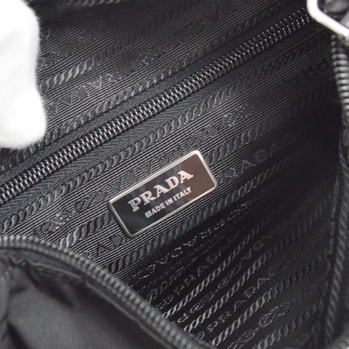 Prada Buckle Messenger Bag Tessuto, BLACK, NYLON, Shoulder bag