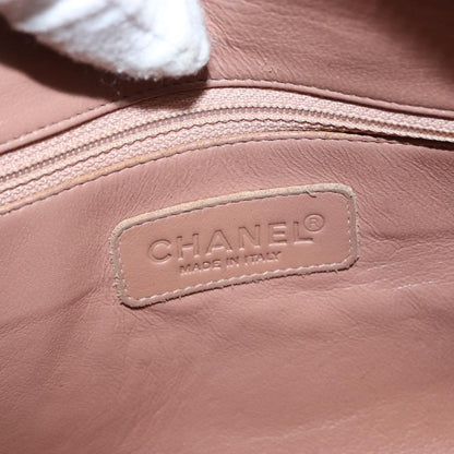 Chanel Embossed Logo Bowler Bag Quilted Caviar, BEIGE, LEATHER, Handbag